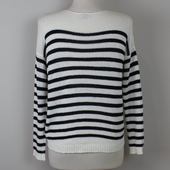H&M White and Navy Striped Sweater size XS - Picture 5 of 8